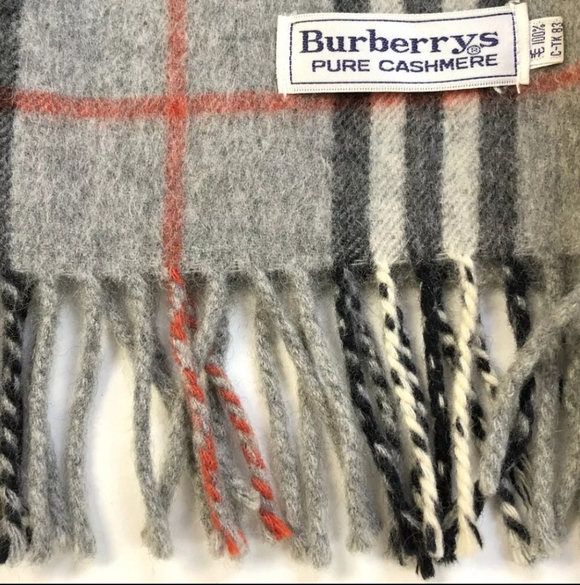 Burberrys Check 100% Cashmere Stole Scarf MultiColor/grey - Picture 5 of 10